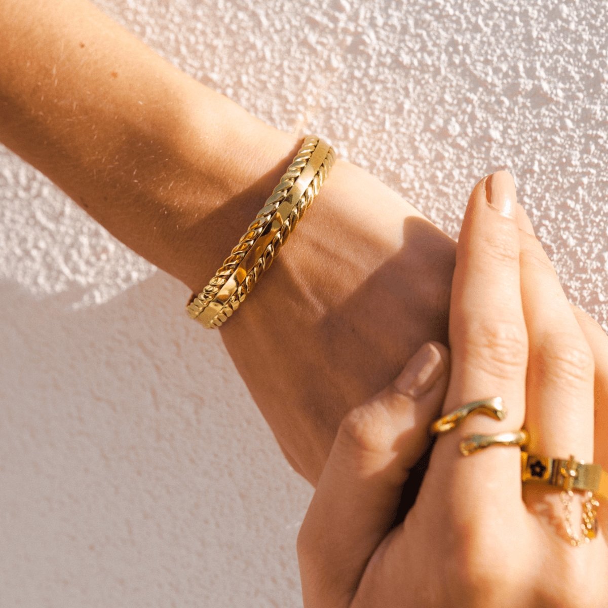 Bracelete Folhas Dourada Banhado em Ouro 18k - Murano Joias