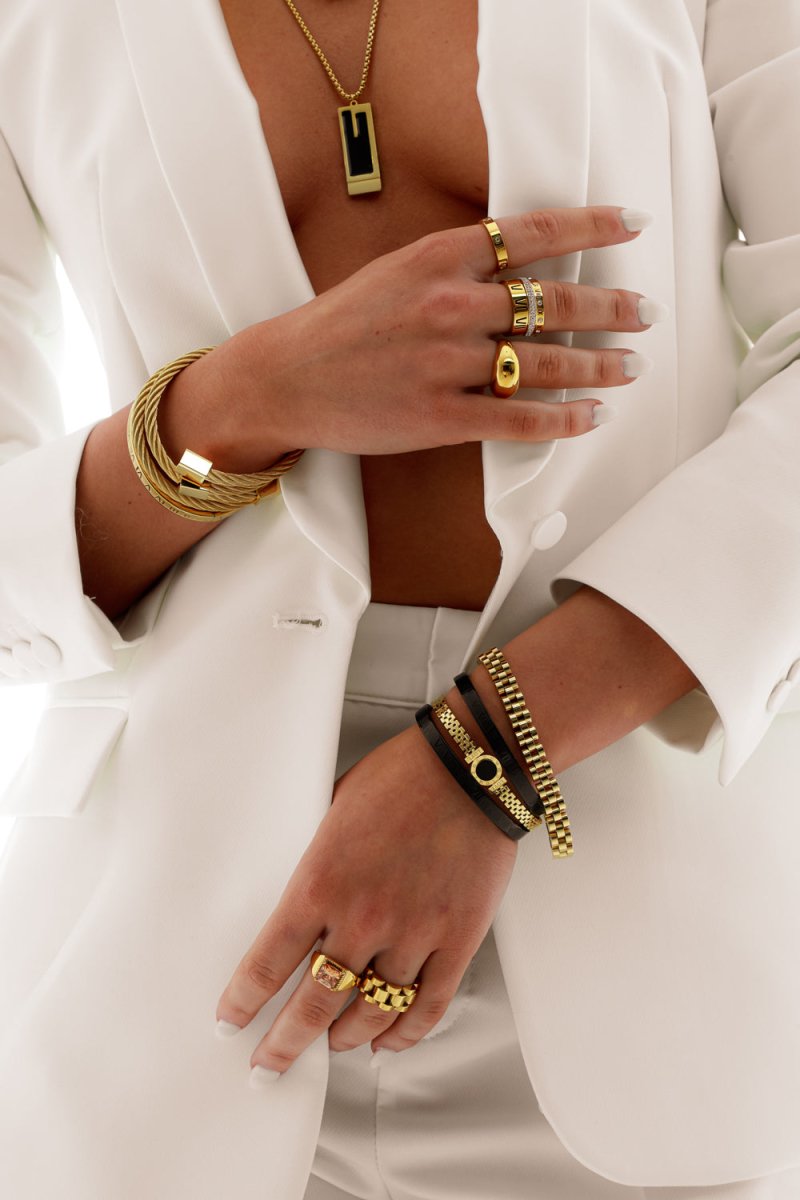 Bracelete Hera Pedra Onix Banhado em Ouro 18K - Murano Joias