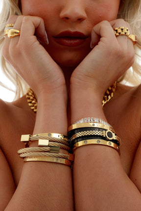 Bracelete Hera Pedra Onix Banhado em Ouro 18K - Murano Joias