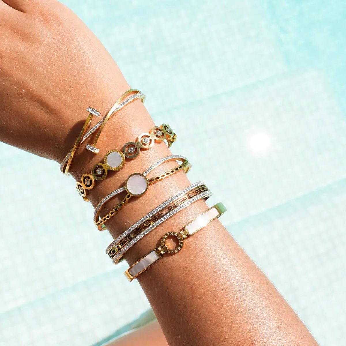 Bracelete Ivy Pedra Cristais - Ouro - Murano Joias