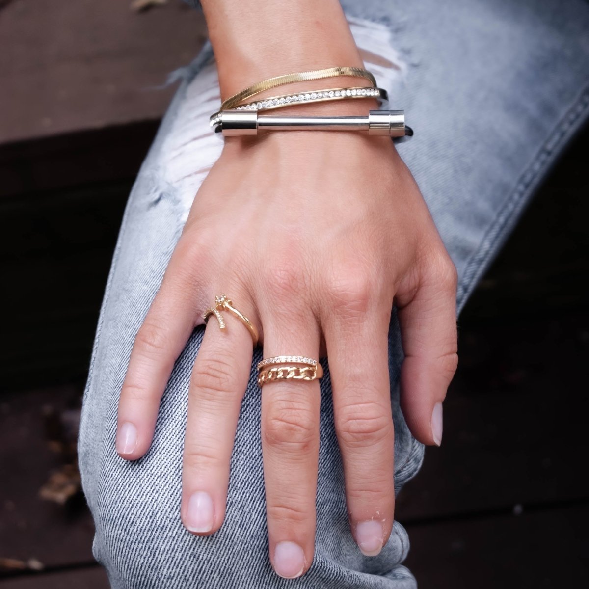 Bracelete Manguito Parafuso Banhado em Ouro 18K - Prata - Murano Joias
