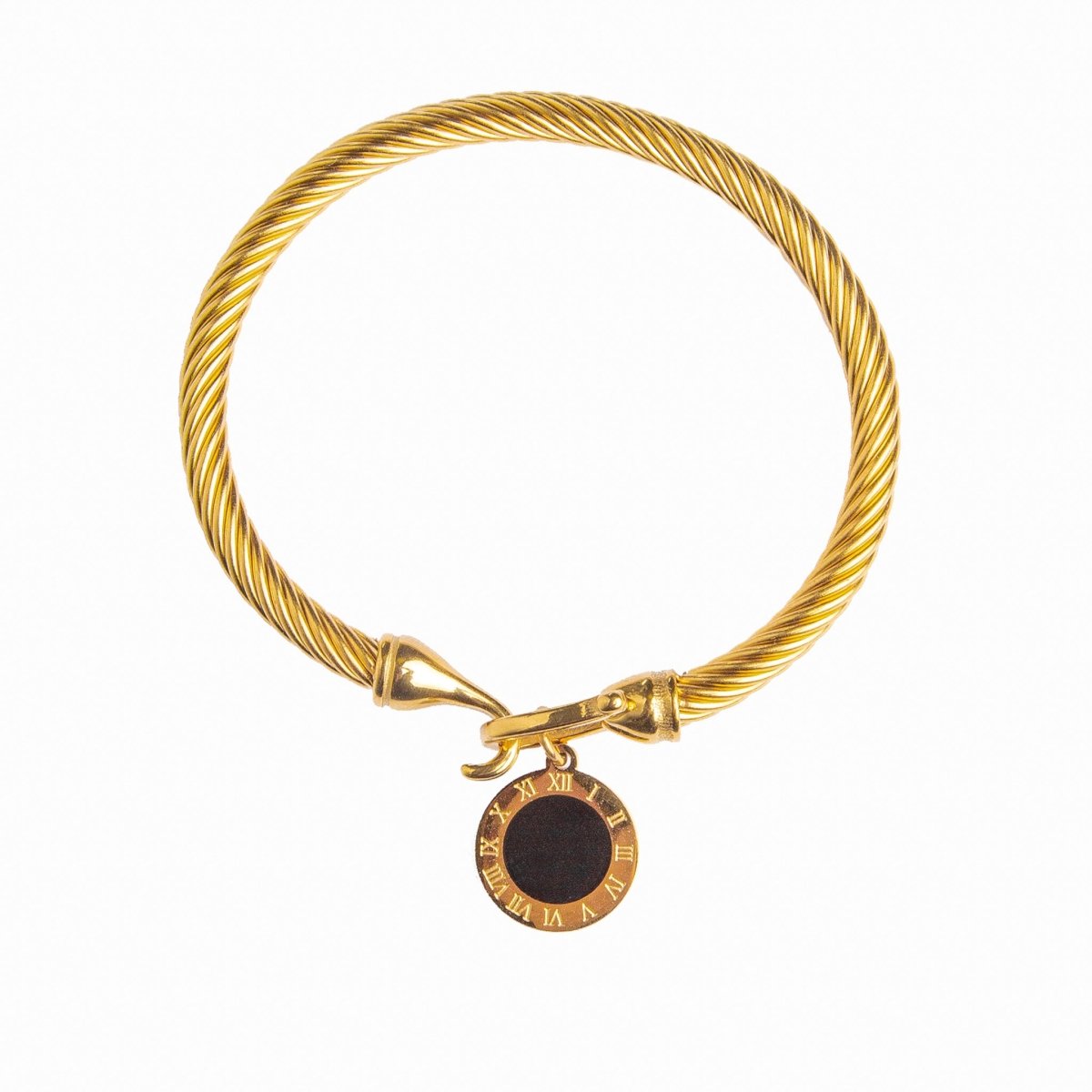Bracelete Pingente Ônix Banhado em Ouro 18K - Murano Joias