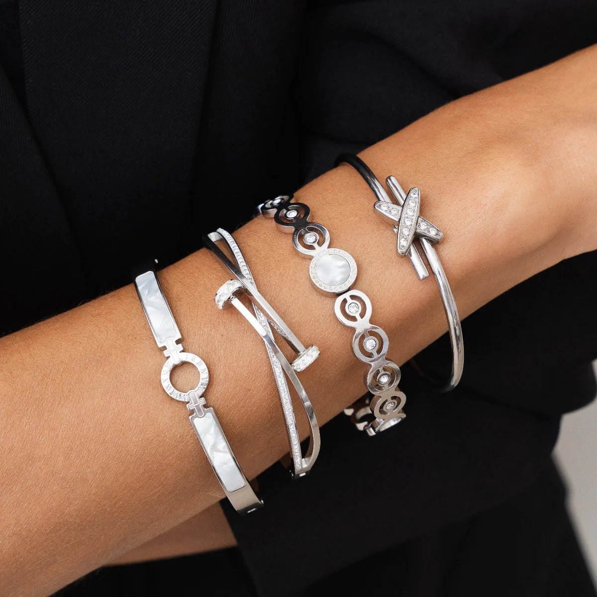 Bracelete Prego Zircônia Banhado em Ouro 18K - Prata - Murano Joias
