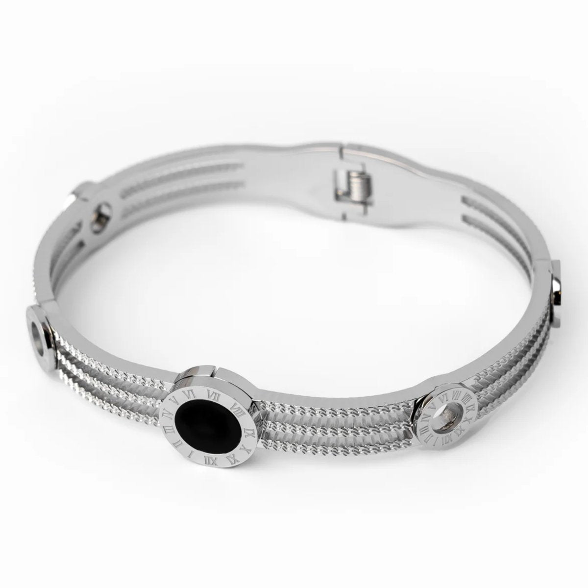 Bracelete Tríplice Ônix Banhado em Ouro 18k - Murano Joias