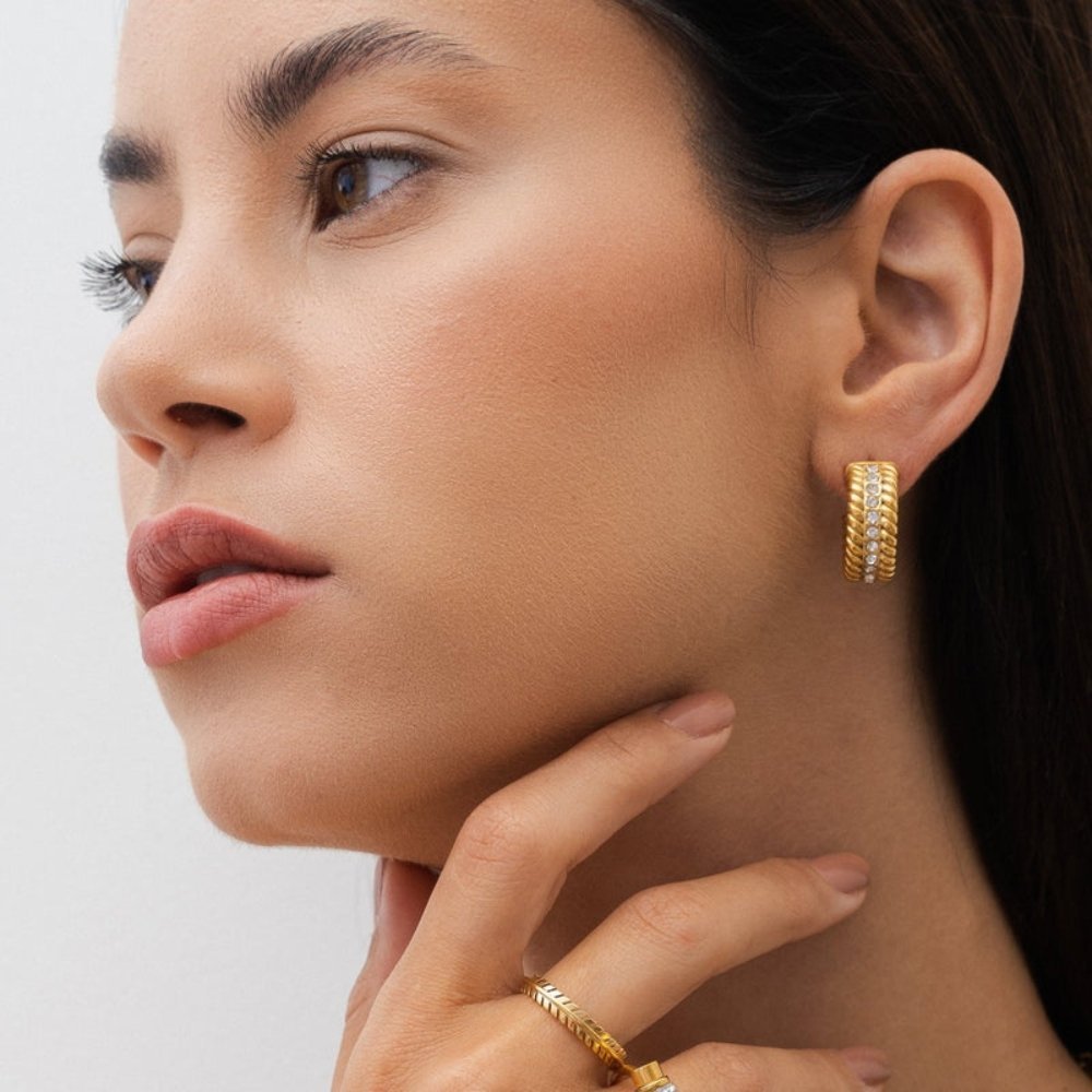 Brinco de Argola Date Banhado em Ouro 18k - Murano Joias