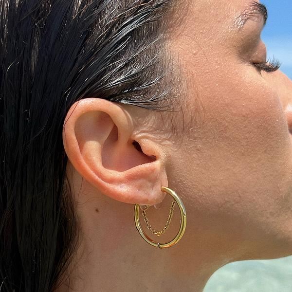 Brinco de Argola Pipa Banhado em Ouro 18K - Murano Joias