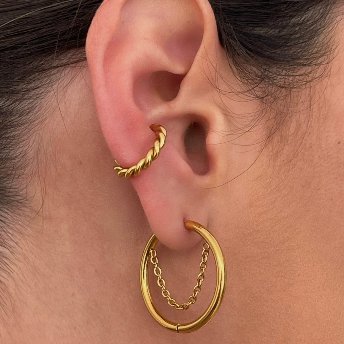 Brinco de Argola Pipa Banhado em Ouro 18K - Murano Joias