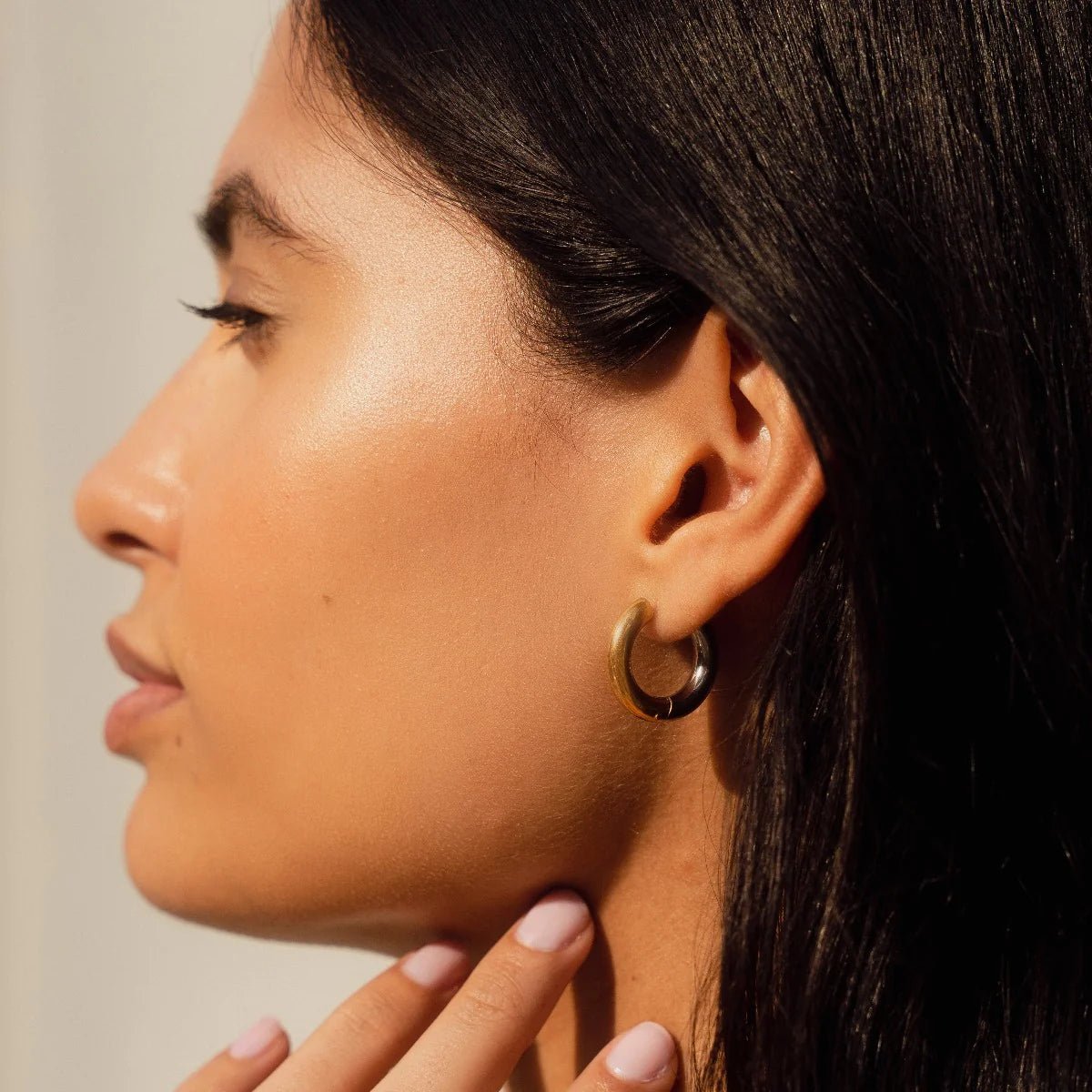Brincos de Argola Contraste Banhado em Ouro 18k - Murano Joias
