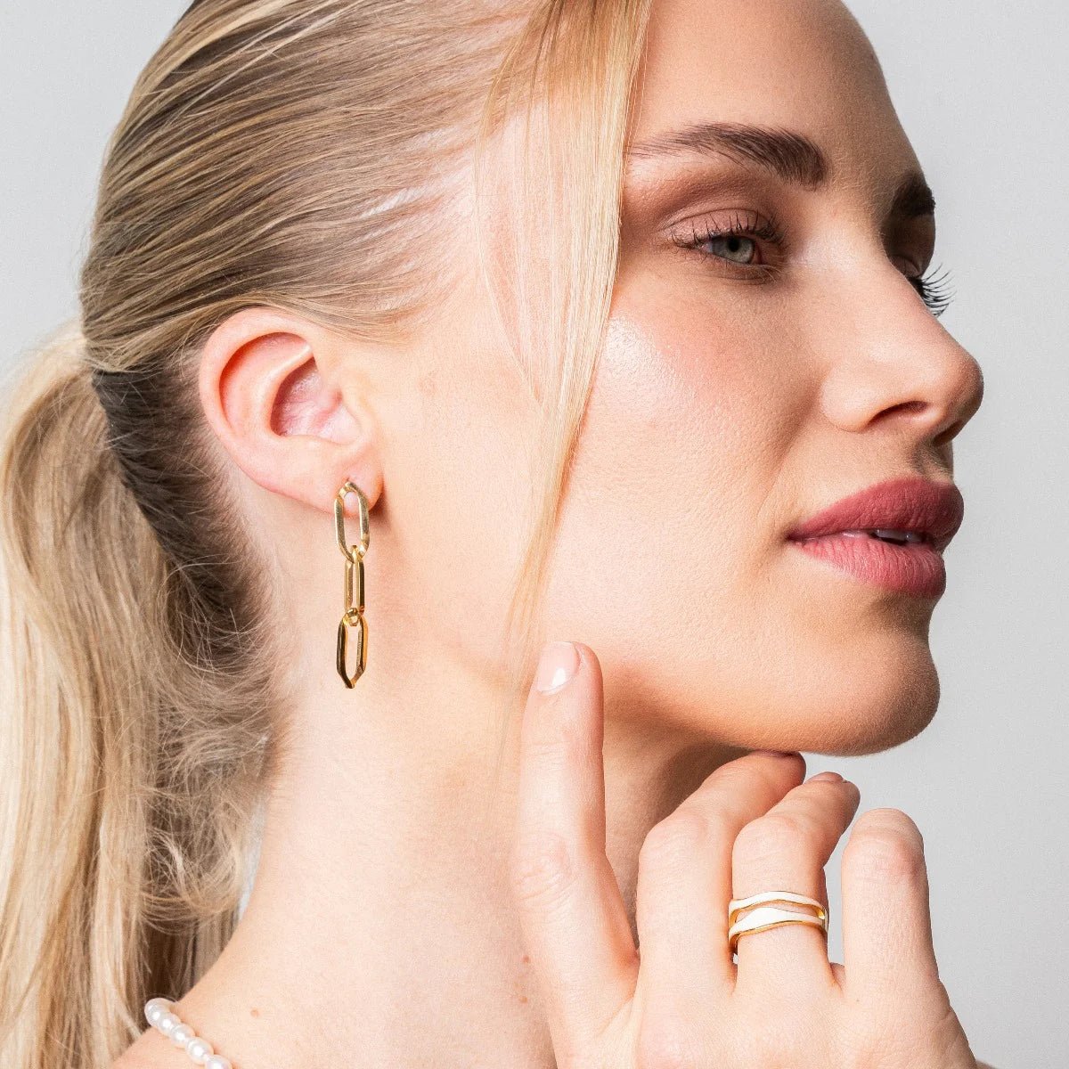 Brincos Pendentes Elo Banhado em Ouro 18k - Murano Joias