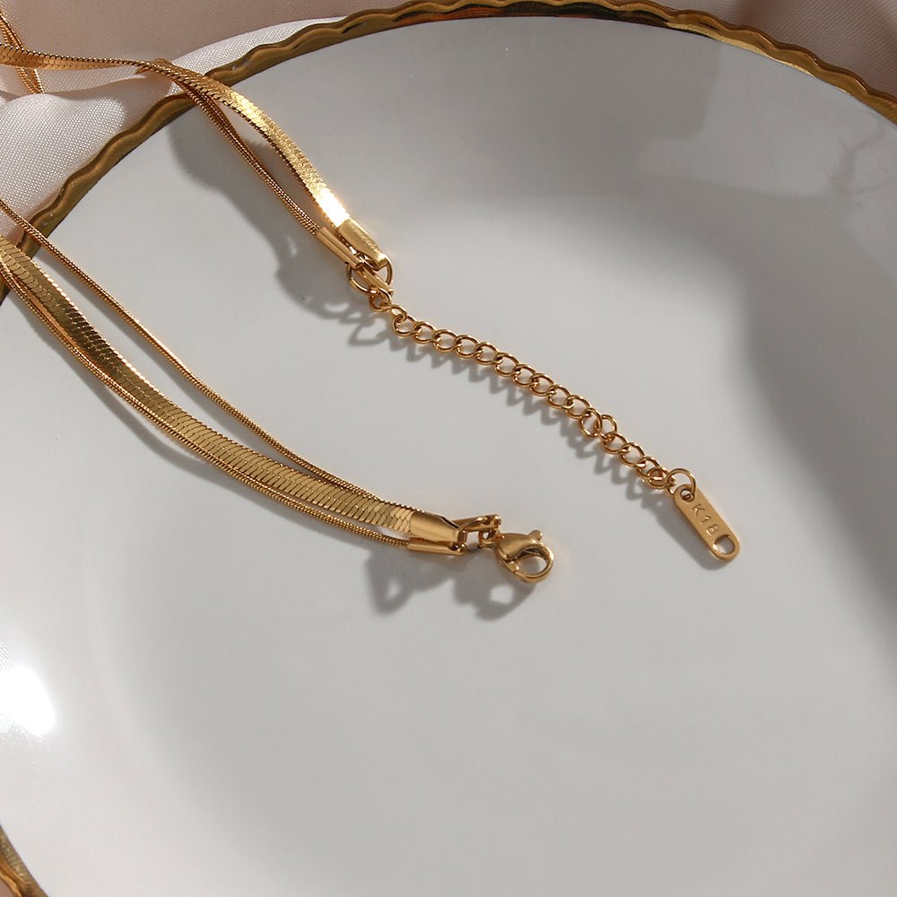Colar Celina Trio de Camadas Malha Ouro - Murano Joias