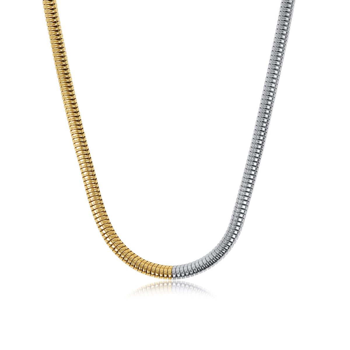 Colar Contraste Malha Banhado em Ouro 18K - Murano Joias