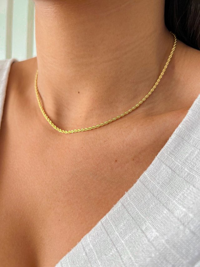 Colar Cordão Baiano Fino 2mm Banhado em Ouro 18k - Murano Joias