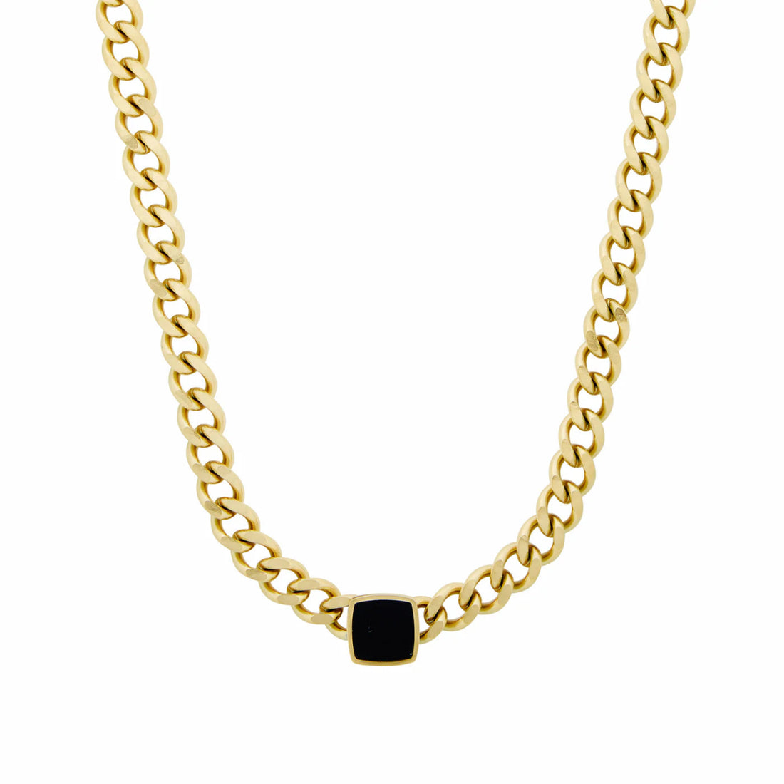 Colar Corrente Pedra Onix Quadrada Banhado em Ouro 18K - Murano Joias