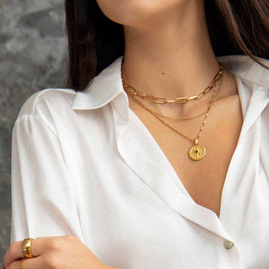 Colar Estrela Rosa dos Ventos Banhado em Ouro 18k - Murano Joias