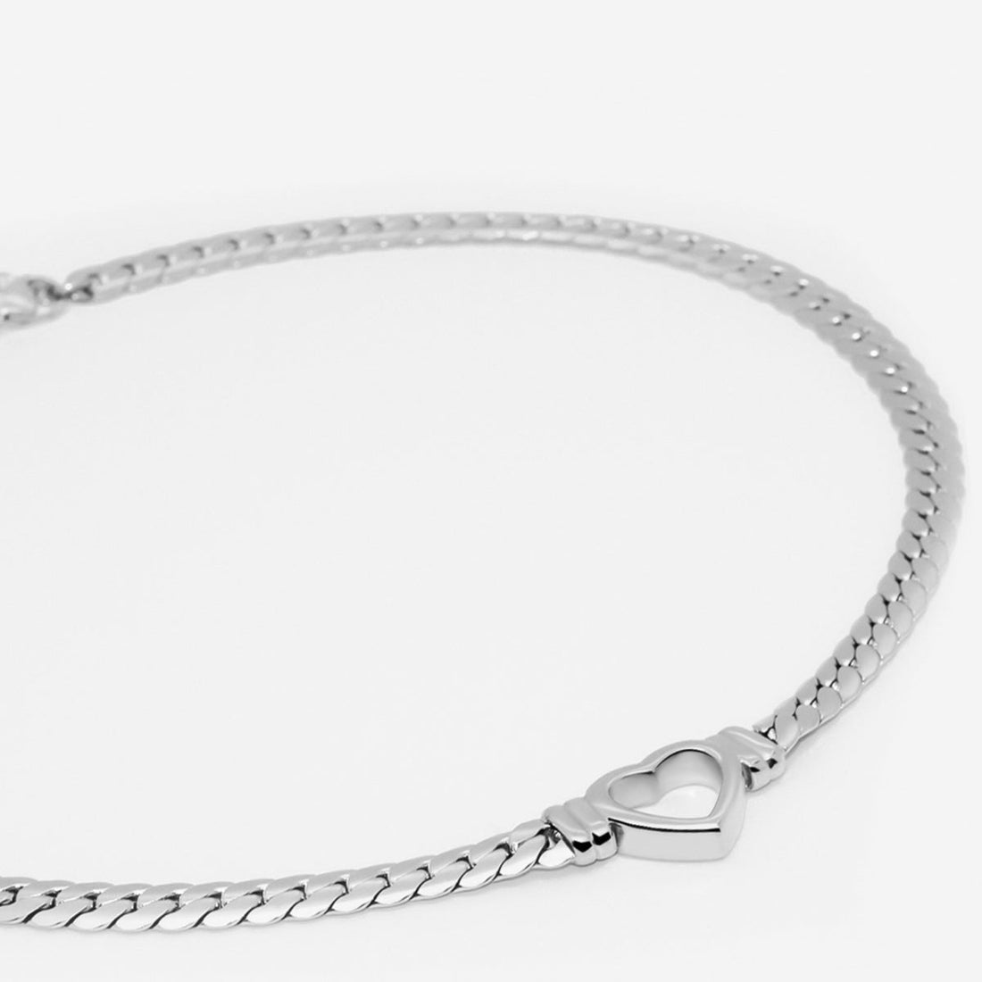 Colar Gargantilha Coração Minimalista Banhado em Ouro 18K - Prata - Murano Joias