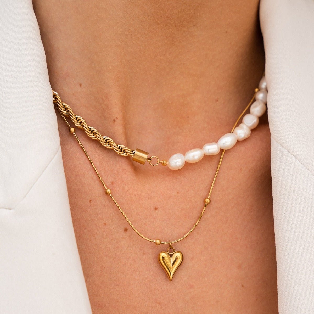 Colar Life Love Coração Banhado em Ouro 18K - Murano Joias