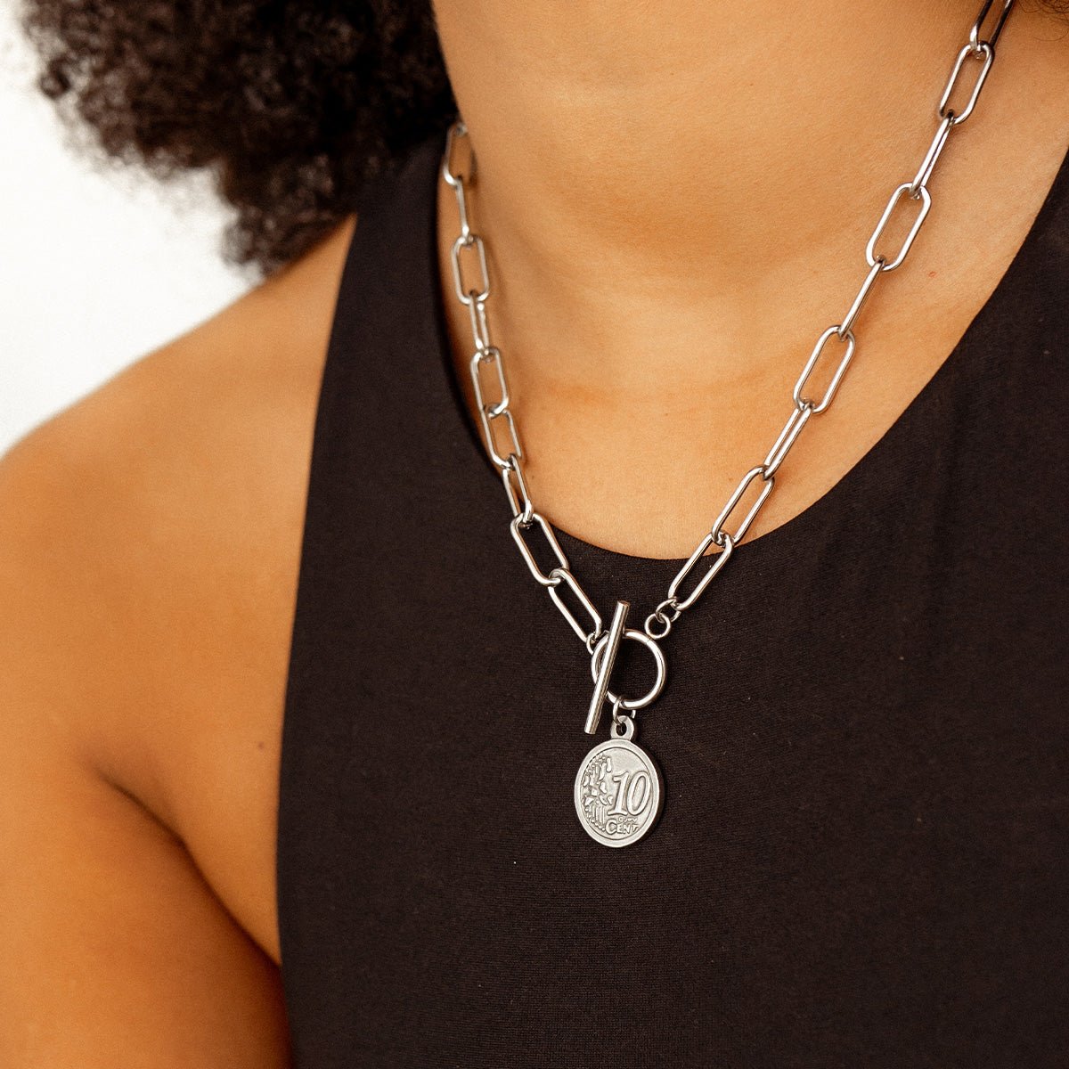Colar New York Cents Banhado em Ouro 18K - Prata - Murano Joias
