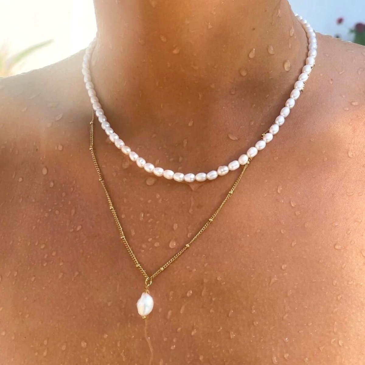 Mix Aloha Colar Duplo Banhado em Ouro 18k - Murano Joias