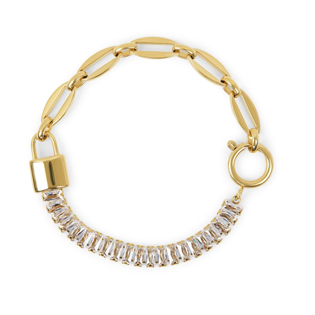 Pulseira Lock Riviera Baguete Banhado em Ouro 18K - Murano Joias