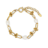 Pulseira Nó e Pérolas Banhado em Ouro 18k - Murano Joias