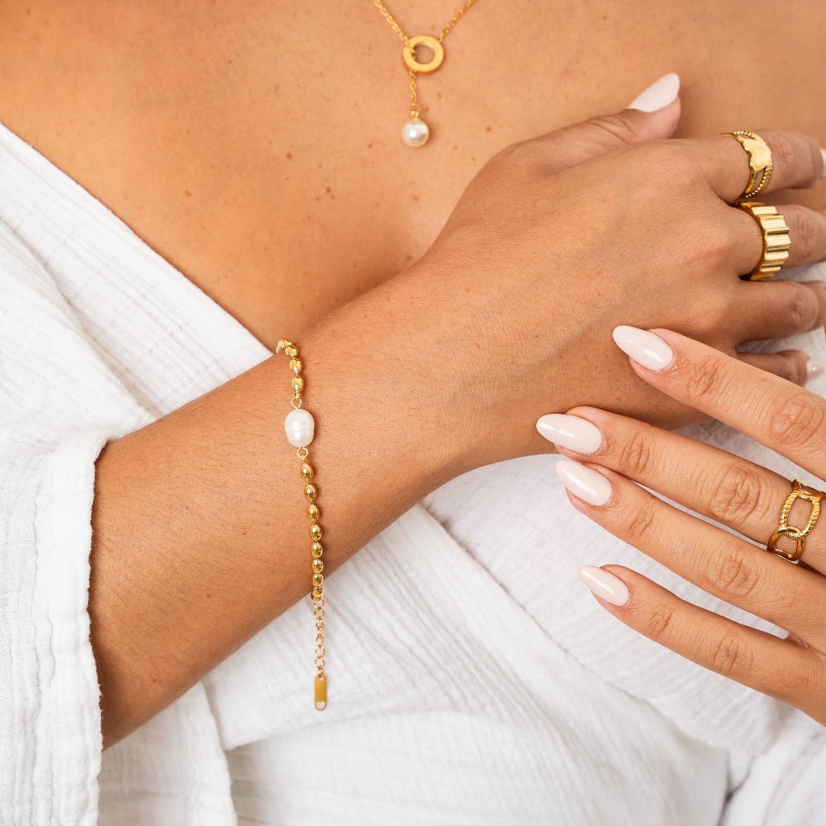 Pulseira Persia Pérola Banhado em Ouro 18k - Murano Joias